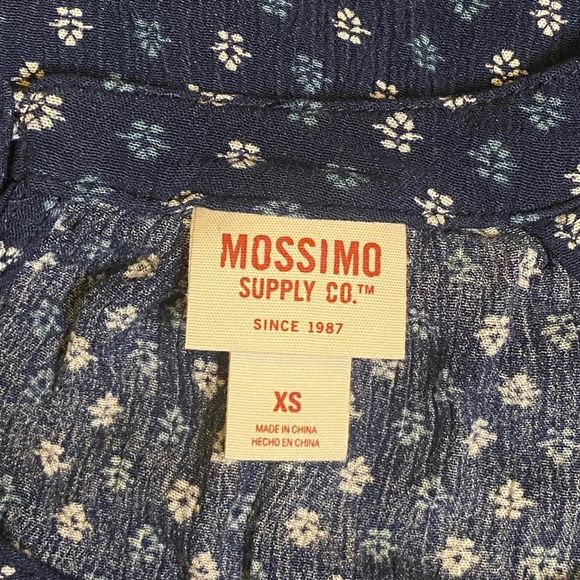 🎈 Mossimo Supply Co Navy Floral Cold Shoulder Long Sleeve Blouse Top Size XS - Picture 10 of 10